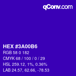 Color code: HEX #3A00B6 | qconv.com