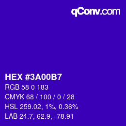 Color code: HEX #3A00B7 | qconv.com