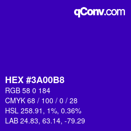 Color code: HEX #3A00B8 | qconv.com