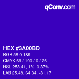 カラーコード: HEX #3A00BD | qconv.com