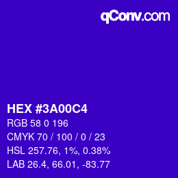 Color code: HEX #3A00C4 | qconv.com