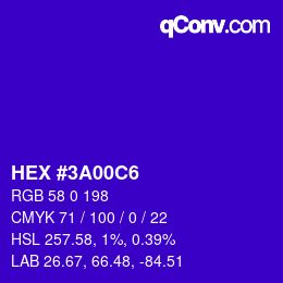 Color code: HEX #3A00C6 | qconv.com