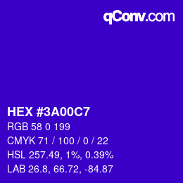 カラーコード: HEX #3A00C7 | qconv.com
