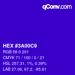 カラーコード: HEX #3A00C9 | qconv.com