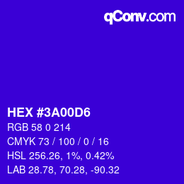 カラーコード: HEX #3A00D6 | qconv.com