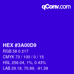 Color code: HEX #3A00D9 | qconv.com