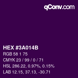 Color code: HEX #3A014B | qconv.com