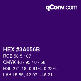Color code: HEX #3A056B | qconv.com