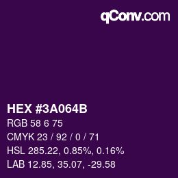 颜色代码: HEX #3A064B | qconv.com