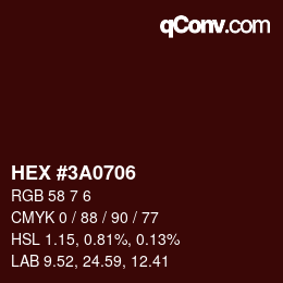 Color code: HEX #3A0706 | qconv.com