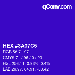 颜色代码: HEX #3A07C5 | qconv.com