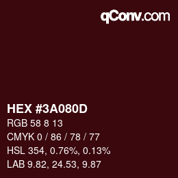 カラーコード: HEX #3A080D | qconv.com