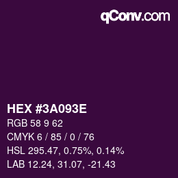 Color code: HEX #3A093E | qconv.com