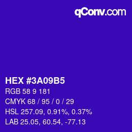 カラーコード: HEX #3A09B5 | qconv.com