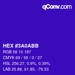 Color code: HEX #3A0ABB | qconv.com