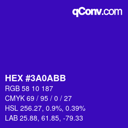 カラーコード: HEX #3A0ABB | qconv.com