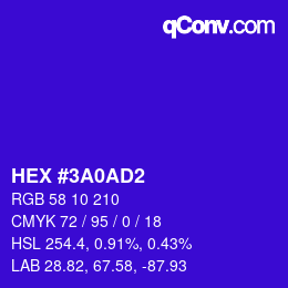 颜色代码: HEX #3A0AD2 | qconv.com