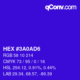 颜色代码: HEX #3A0AD6 | qconv.com