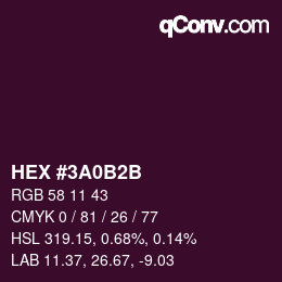 Color code: HEX #3A0B2B | qconv.com