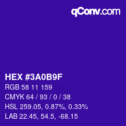 Color code: HEX #3A0B9F | qconv.com