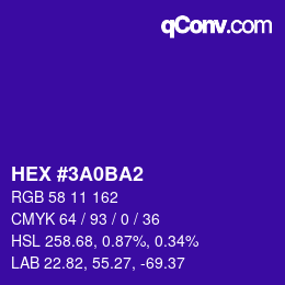 カラーコード: HEX #3A0BA2 | qconv.com