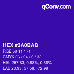 カラーコード: HEX #3A0BAB | qconv.com