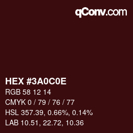 Color code: HEX #3A0C0E | qconv.com