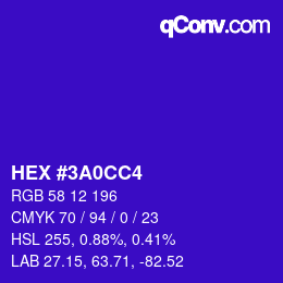 カラーコード: HEX #3A0CC4 | qconv.com