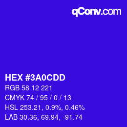 カラーコード: HEX #3A0CDD | qconv.com