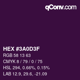 Color code: HEX #3A0D3F | qconv.com