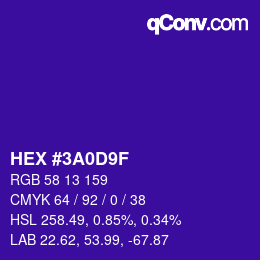 Color code: HEX #3A0D9F | qconv.com