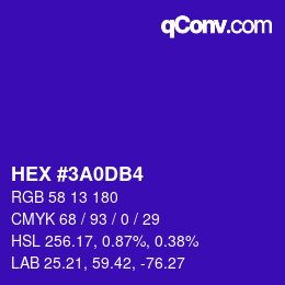 Color code: HEX #3A0DB4 | qconv.com