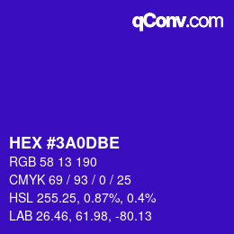 Color code: HEX #3A0DBE | qconv.com