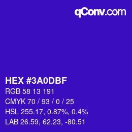 颜色代码: HEX #3A0DBF | qconv.com