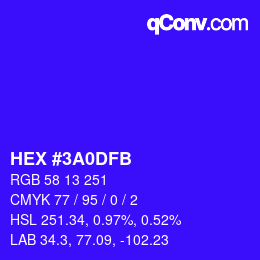 Color code: HEX #3A0DFB | qconv.com
