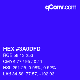 颜色代码: HEX #3A0DFD | qconv.com