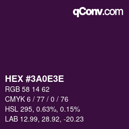 Color code: HEX #3A0E3E | qconv.com