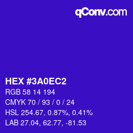 カラーコード: HEX #3A0EC2 | qconv.com