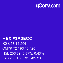 Color code: HEX #3A0ECC | qconv.com