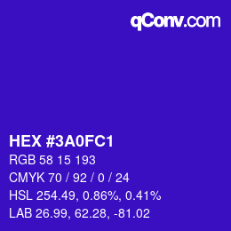 カラーコード: HEX #3A0FC1 | qconv.com