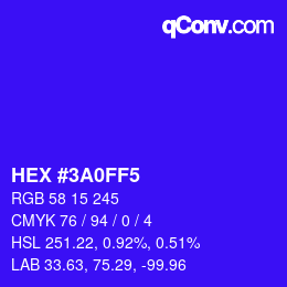 Color code: HEX #3A0FF5 | qconv.com