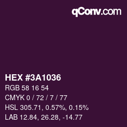 Color code: HEX #3A1036 | qconv.com