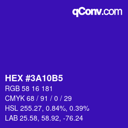 Color code: HEX #3A10B5 | qconv.com