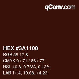Color code: HEX #3A1108 | qconv.com