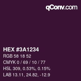 颜色代码: HEX #3A1234 | qconv.com