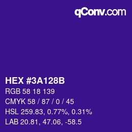 Color code: HEX #3A128B | qconv.com