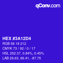 Color code: HEX #3A12D4 | qconv.com