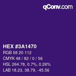 Color code: HEX #3A1470 | qconv.com