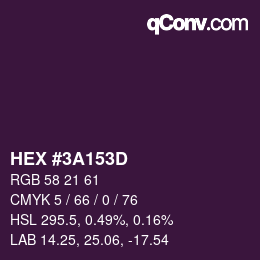 Color code: HEX #3A153D | qconv.com