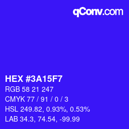 Color code: HEX #3A15F7 | qconv.com